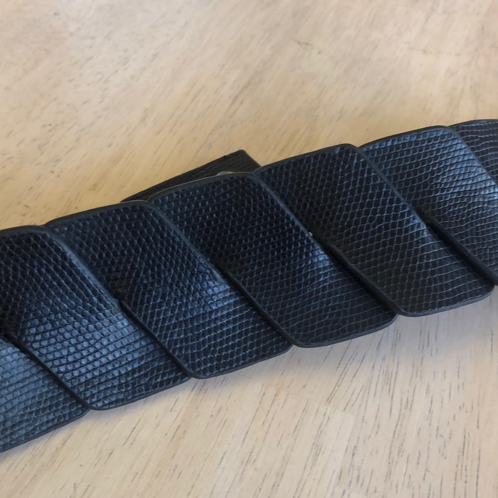 Small Black Snakeskin Belt from The Limited